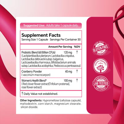USLSHA Probiotics for Women 60 Billion CFU with Cranberry – 30 Capsules