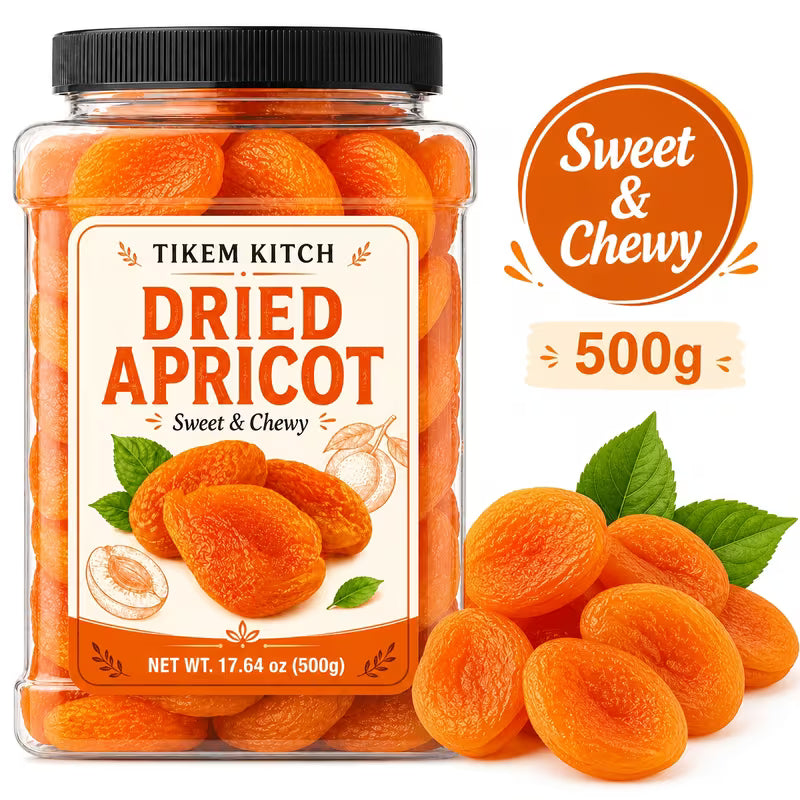 Dried Apricots 17.64 oz (500g) – Sweet & Chewy Fruit Snacks for Baking, Trail Mix & Snacking