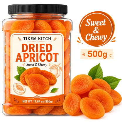 Dried Apricots 17.64 oz (500g) – Sweet & Chewy Fruit Snacks for Baking, Trail Mix & Snacking