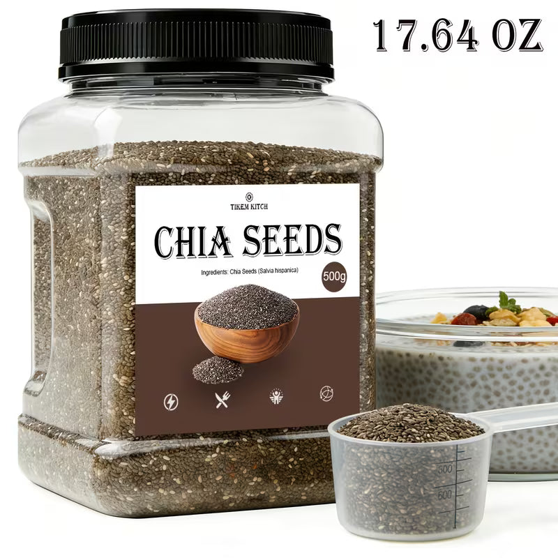 Chia Seeds 17.64 oz (500g) – Pantry Staple for Pudding, Oats, Smoothies & Baking