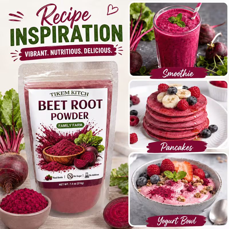 Natural Beetroot Powder 7.41 oz (210g) – Vegan Pre-Workout & Smoothie Powder