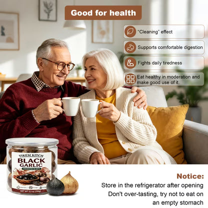 90-Day Fermented Whole Black Garlic Bulbs – 5.3 oz (150g), Ready-to-Eat, No Added Sugar or Additives