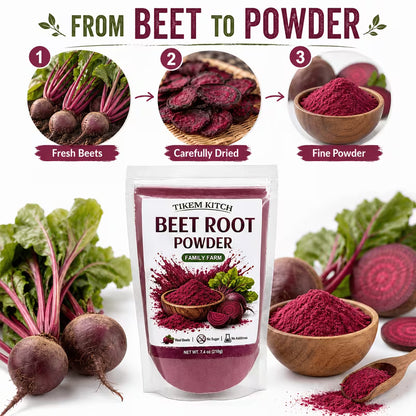 Natural Beetroot Powder 7.41 oz (210g) – Vegan Pre-Workout & Smoothie Powder