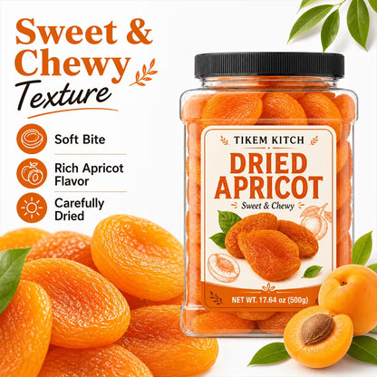 Dried Apricots 17.64 oz (500g) – Sweet & Chewy Fruit Snacks for Baking, Trail Mix & Snacking