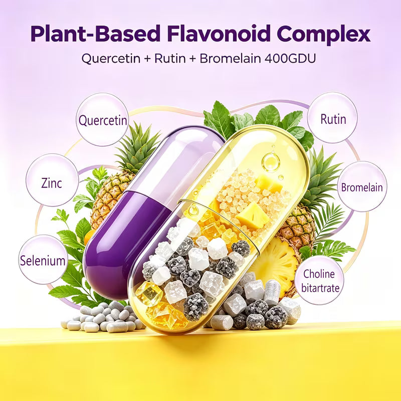 USLSHA Quercetin & Rutin Supplement with Bromelain, Zinc & Selenium – 60 Capsules