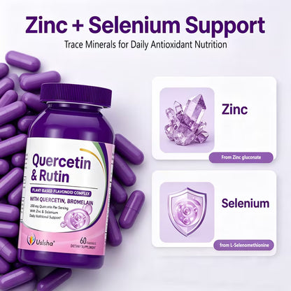 USLSHA Quercetin & Rutin Supplement with Bromelain, Zinc & Selenium – 60 Capsules
