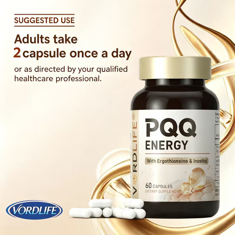 VORDLIFE PQQ Energy Supplement with AKG & Spermidine – 60 Capsules