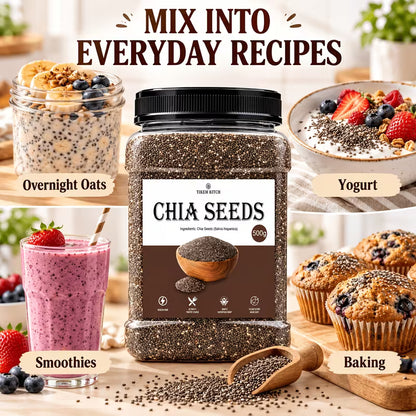 Chia Seeds 17.64 oz (500g) – Pantry Staple for Pudding, Oats, Smoothies & Baking