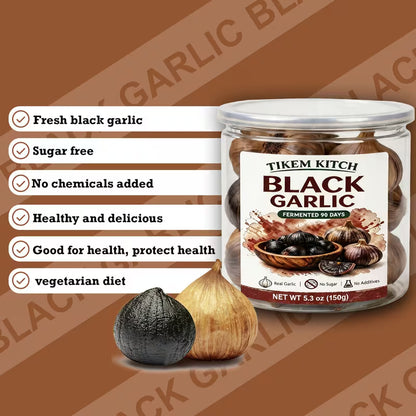 90-Day Fermented Whole Black Garlic Bulbs – 5.3 oz (150g), Ready-to-Eat, No Added Sugar or Additives