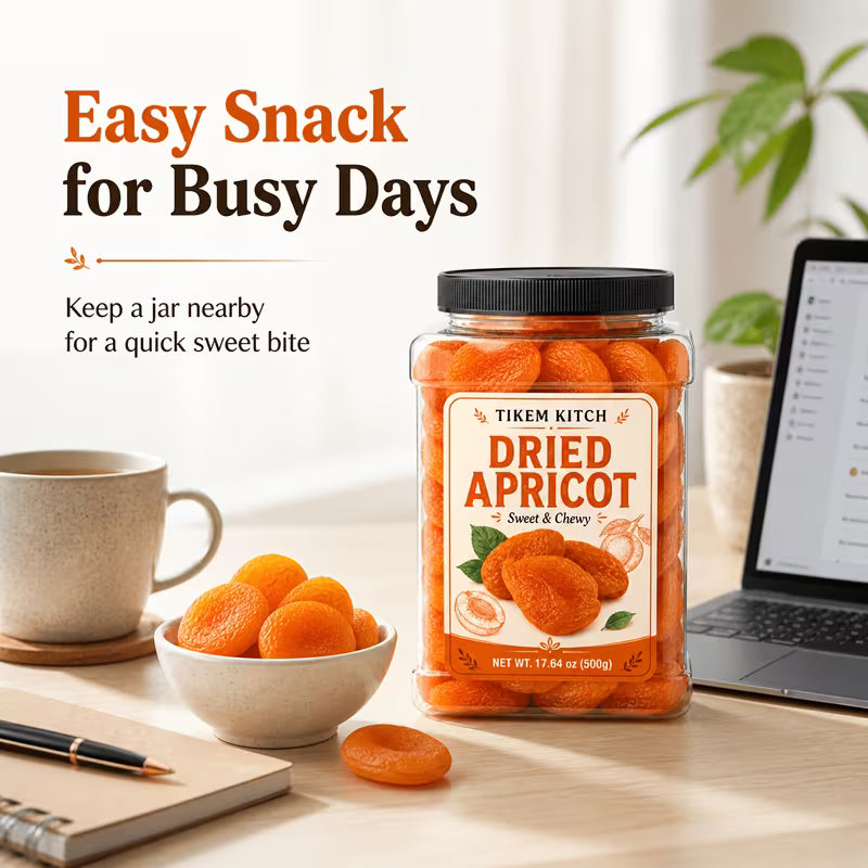 Dried Apricots 17.64 oz (500g) – Sweet & Chewy Fruit Snacks for Baking, Trail Mix & Snacking