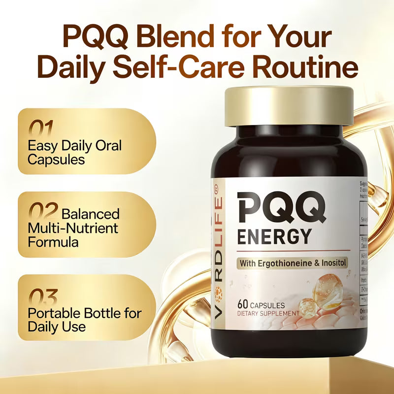 VORDLIFE PQQ Energy Supplement with AKG & Spermidine – 60 Capsules