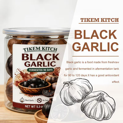 90-Day Fermented Whole Black Garlic Bulbs – 5.3 oz (150g), Ready-to-Eat, No Added Sugar or Additives