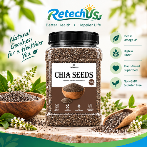 Chia Seeds 17.64 oz (500g) – Pantry Staple for Pudding, Oats, Smoothies & Baking