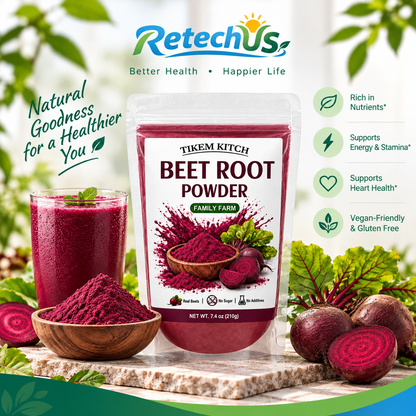 Natural Beetroot Powder 7.41 oz (210g) – Vegan Pre-Workout & Smoothie Powder