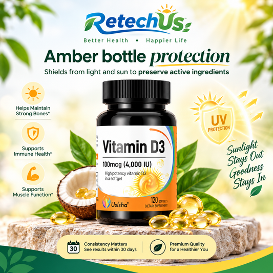 USLSHA Vitamin D3 4,000 IU (100 mcg) Softgels for Bone & Immune Support
