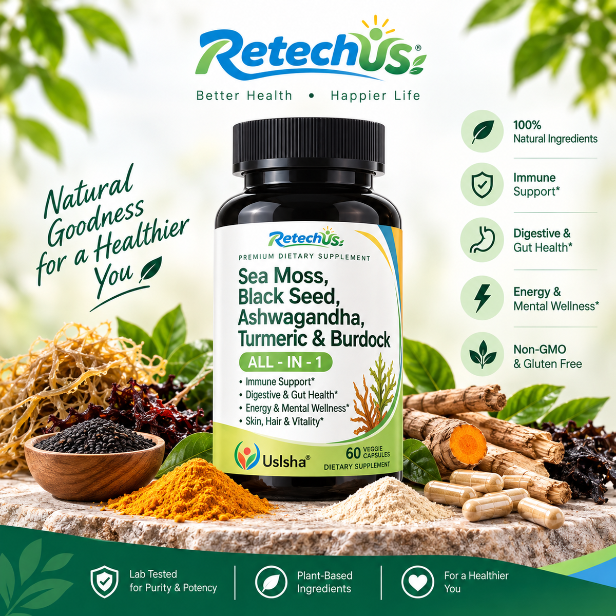 USLSHA Sea Moss, Black Seed Oil & Ashwagandha SupplementUSLSHA Sea Moss, Black Seed Oil & Ashwagandha Supplement
