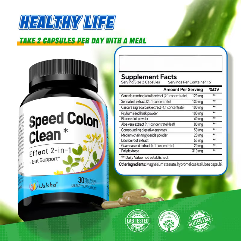 USLSHA 15-Day Colon Cleanse & Liver Support Supplement with Psyllium Husk