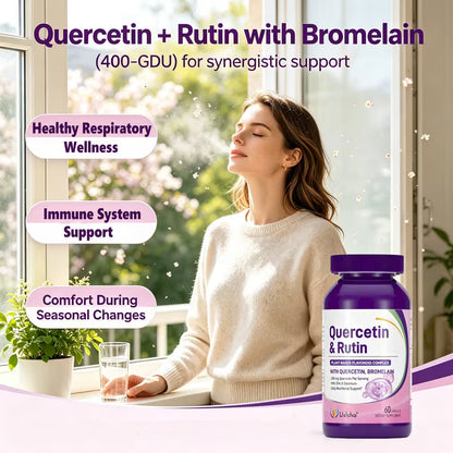 USLSHA Quercetin & Rutin Supplement with Bromelain, Zinc & Selenium – 60 Capsules