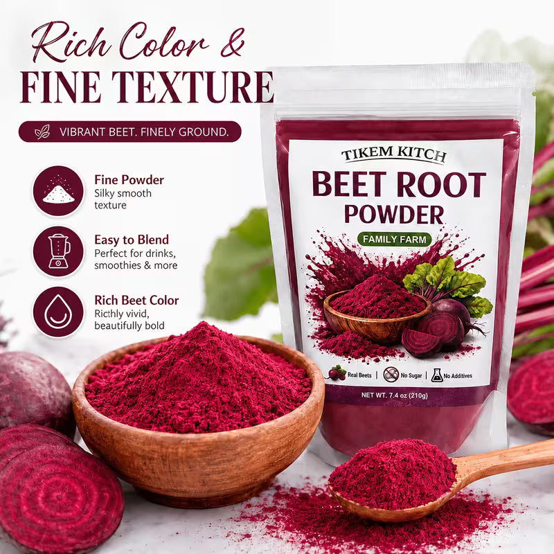 Natural Beetroot Powder 7.41 oz (210g) – Vegan Pre-Workout & Smoothie Powder