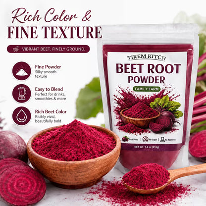 Natural Beetroot Powder 7.41 oz (210g) – Vegan Pre-Workout & Smoothie Powder