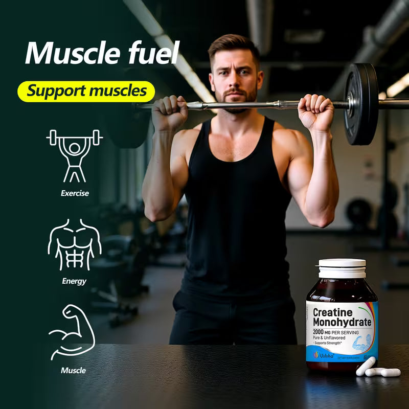 USLSHA Creatine Monohydrate 2000mg Capsules for Muscle & Strength Support