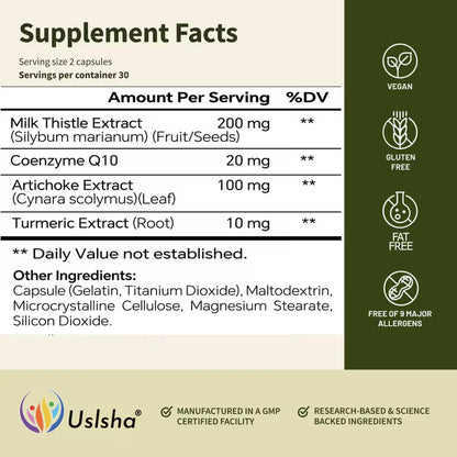 USLSHA Milk Thistle & CoQ10 Liver Support Supplement – 60 Capsules