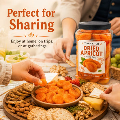 Dried Apricots 17.64 oz (500g) – Sweet & Chewy Fruit Snacks for Baking, Trail Mix & Snacking