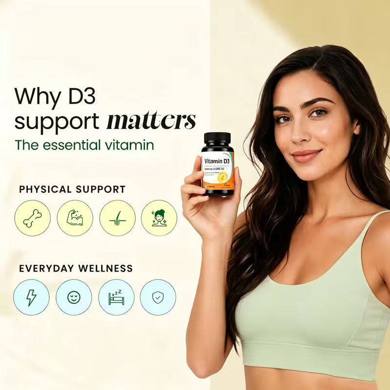 USLSHA Vitamin D3 4,000 IU (100 mcg) Softgels for Bone & Immune Support